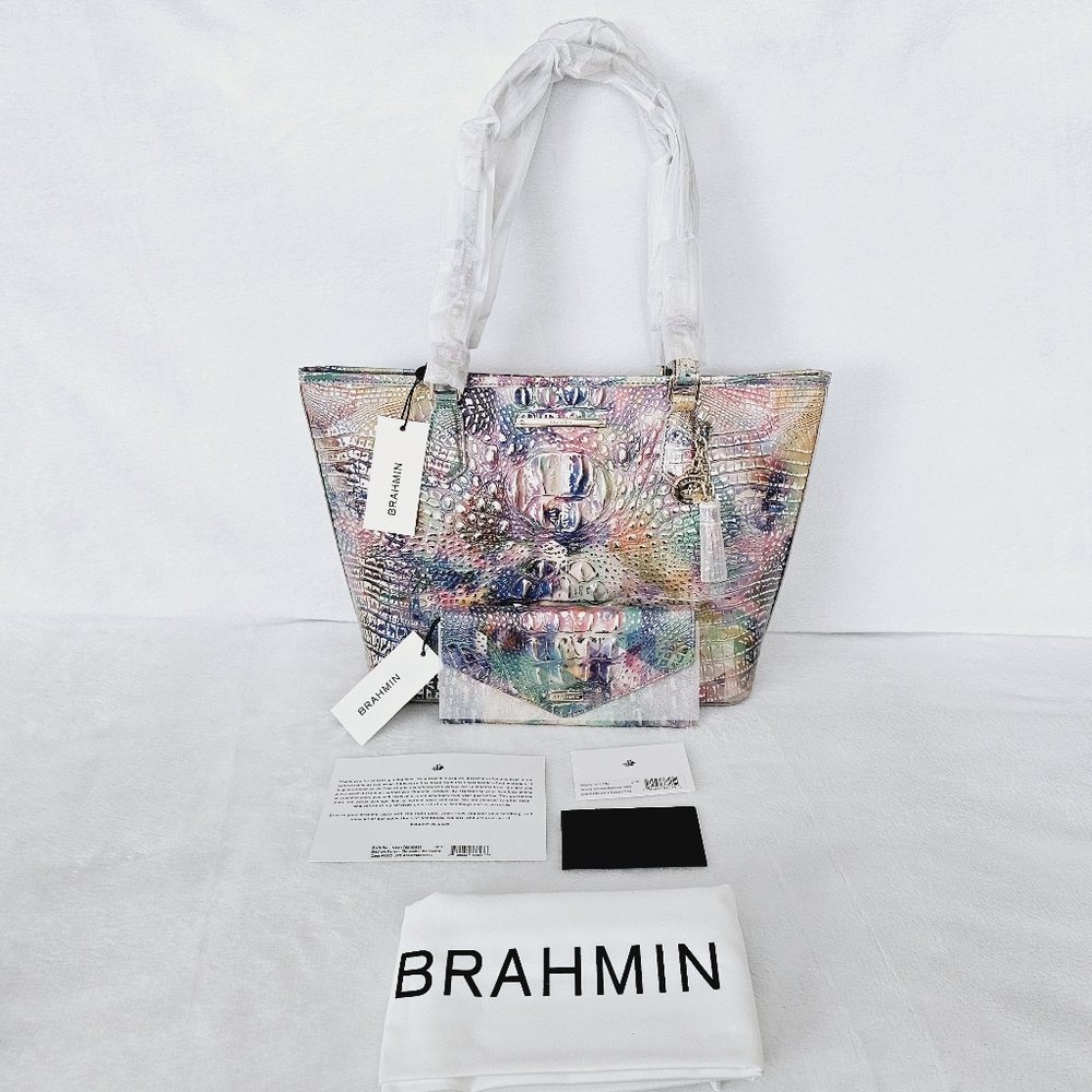 NWT Brahmin CHROMATIC Medium Asher w/Veronica Wallet !!GORGEOUS!!